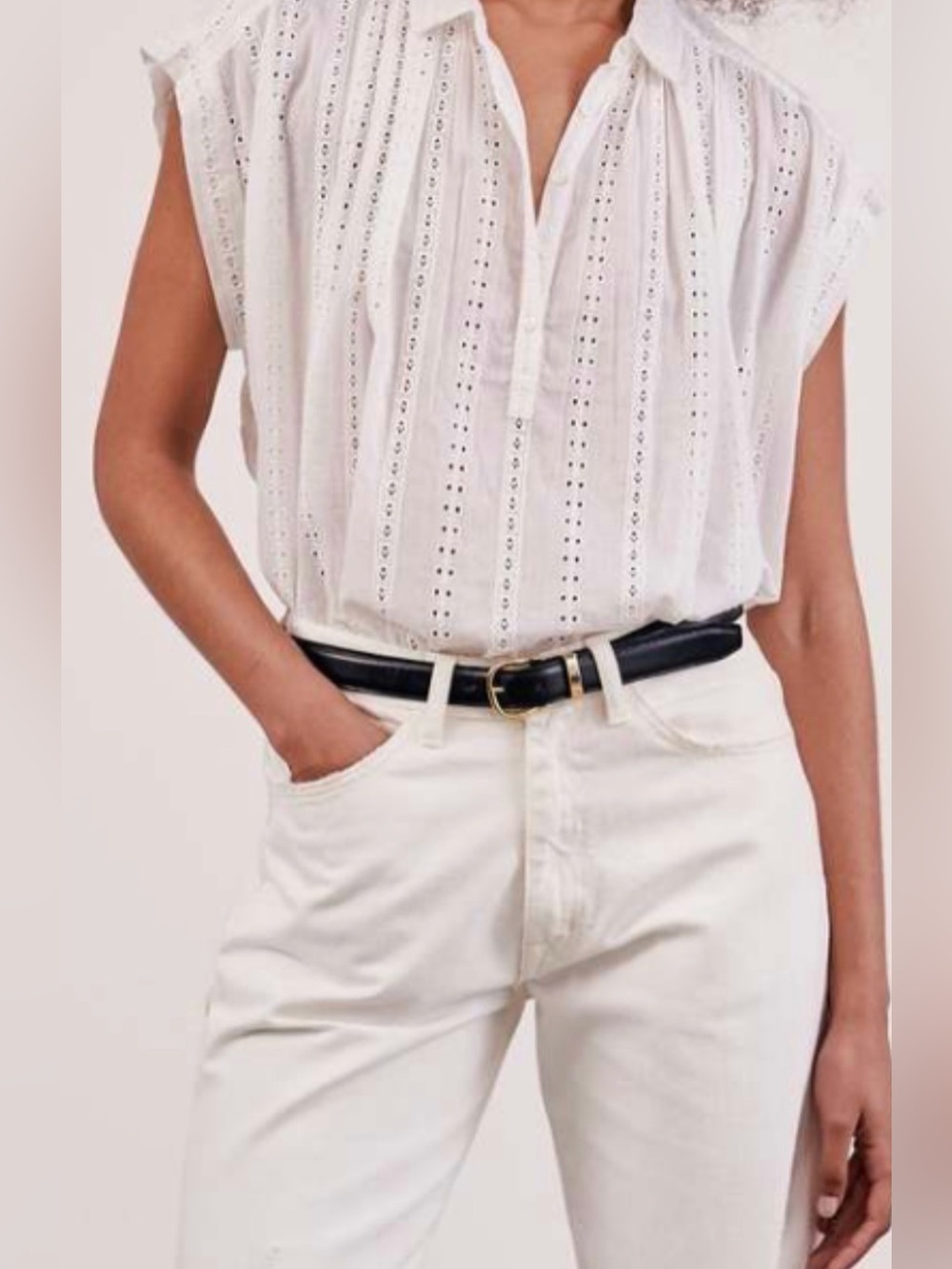 Nili Lotan Chantal White Eyelet popover
